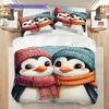 Penguin Pattern Bedding Quilt Set Quilt Cover Pillowcase Home Decoration Birthday Gift (1 * duvet cover + 2 * pillowcase, without core)