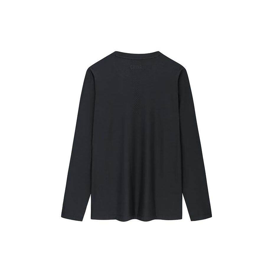 Anta Plain Round Neck Long Sleeve T-Shirt Men tops Black 152337402-2