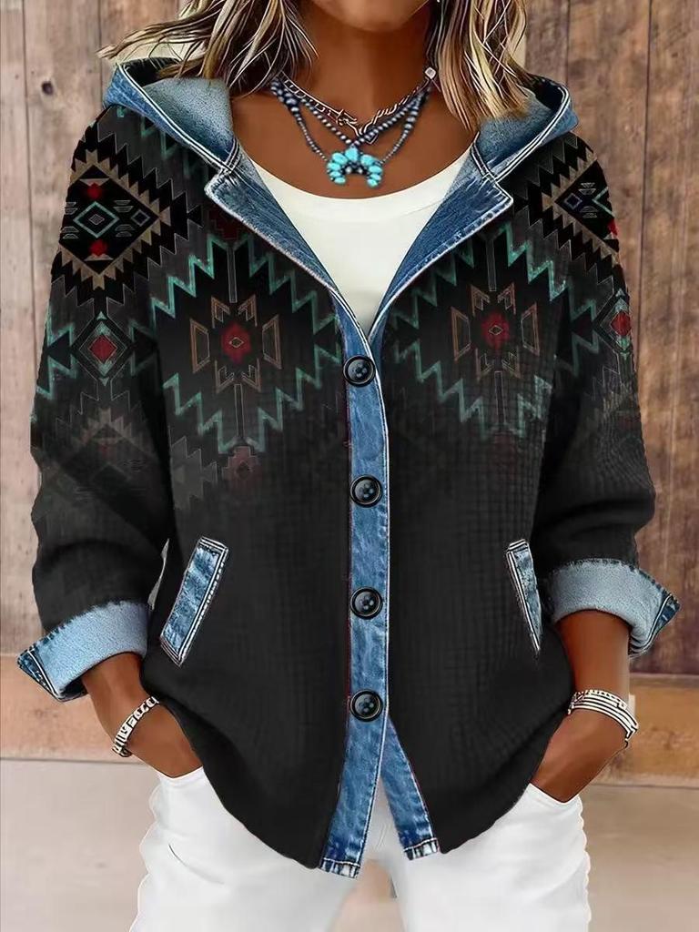 Women's Plaid Loose Hoodie Cardigan - Autumn/Winter Style