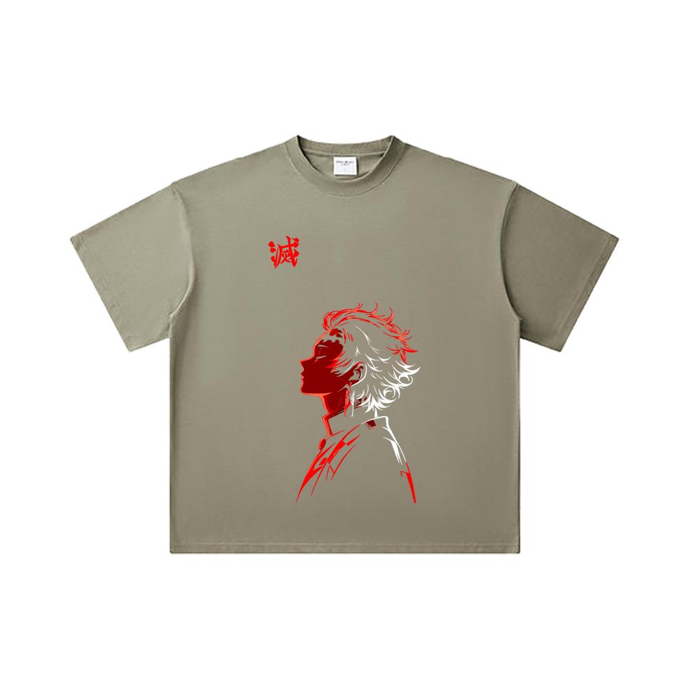 260 GSM Double Yarn 32 Count 100% Cotton Demon Slayer V108 Tanjiro Print Unisex Heavy Cotton T Shirt