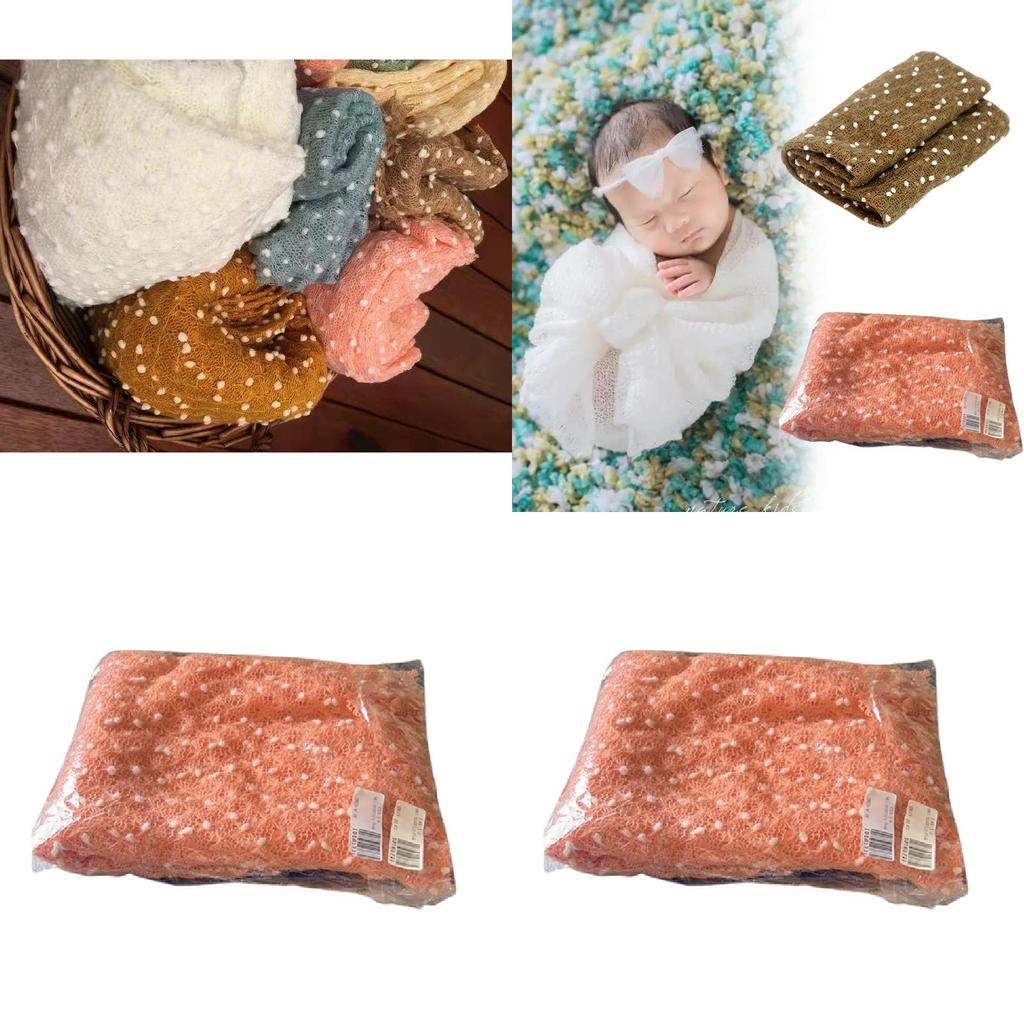Newborn Photography Wrap And Blanket Gift Set European Style Cotton Blend Comfortable For Babies