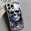 Silver Skull Jelly Double Layer White Mobile Phone Case for iPhone 17 16 15 14 13 12 11 Air Pro Max Plus Protective
