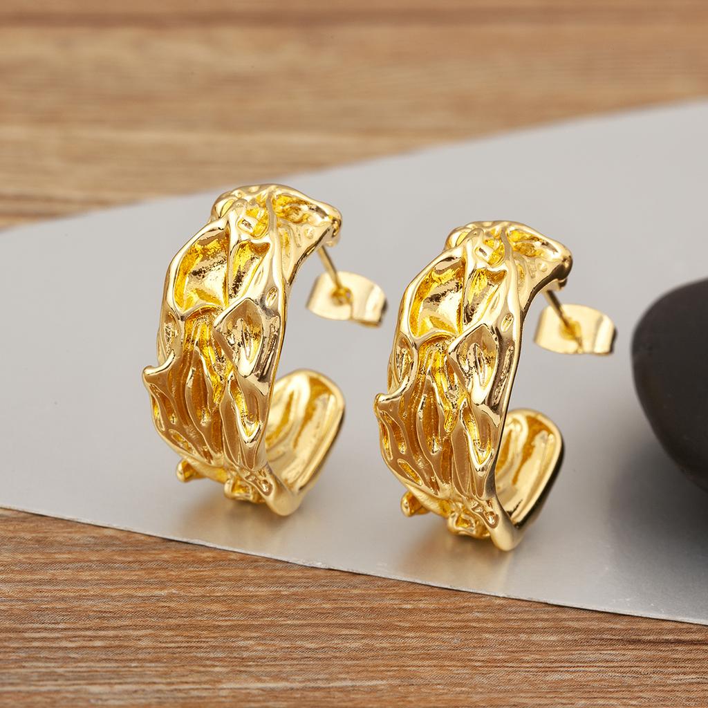 Nidin New Trendy Copper Waterdrop Shape Stud Earrings For Women Female Anniversary Party Irregular Geometric Fashion Ear Jewelry
