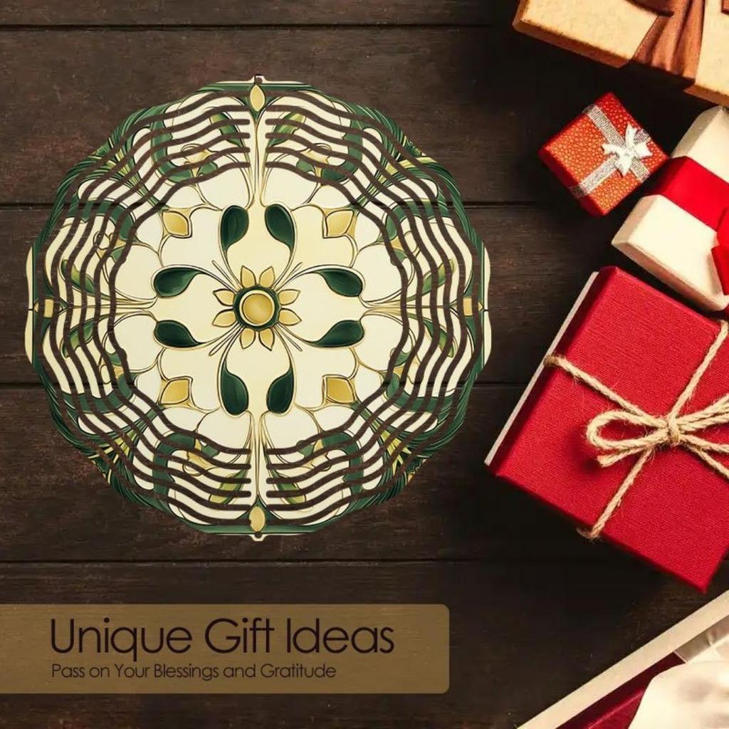 Floral 2D Metal Wind Chime Outdoor Hanging Garden Decor with Intricate Cut Out Design Weather Resistant for Patio Wedding Christmas Gift