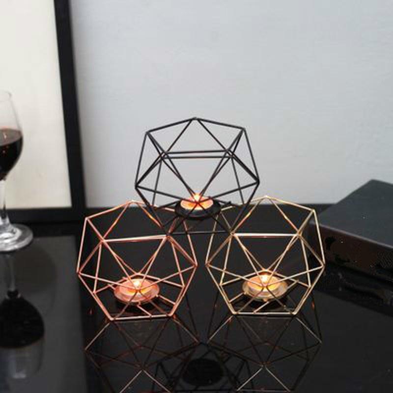 Nordic Style Geometric Iron Candlestick Candle Holders Home Wall Romantic Durable Candlesticks Weddi