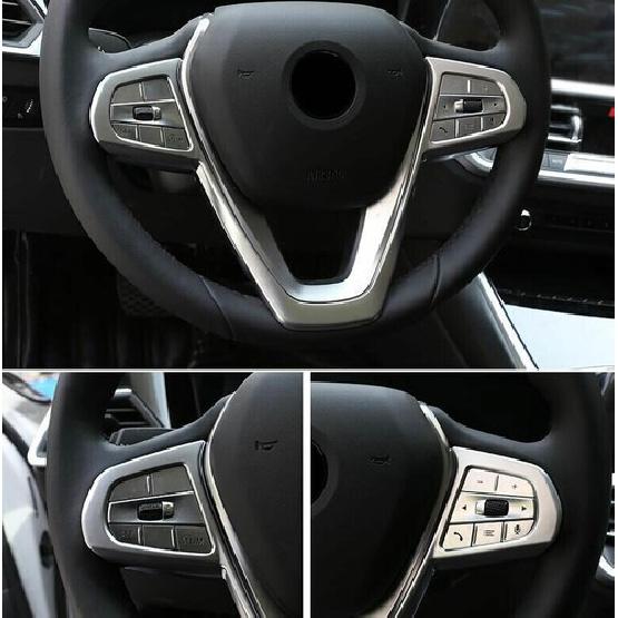 Matte Silver For BMW 5 Series G30 2018-22 Cover Trim Border Strip Steering Wheel