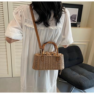 2025 Fashion New Design Straw Material Fabric Trend Bag New Trend Versatile Simple Handbag