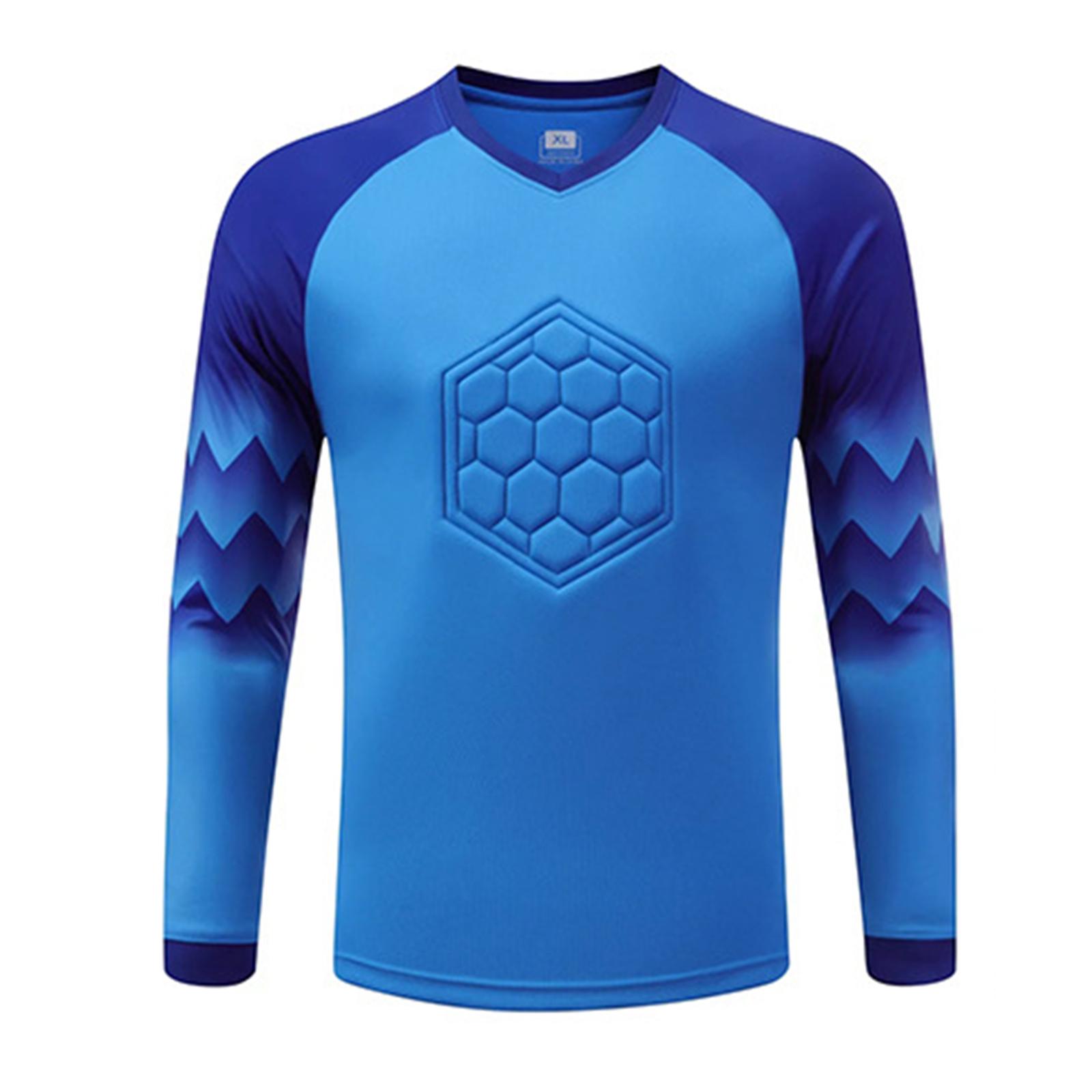 

Boys Quick Dry Printed Sport Shirt Long Sleeve Chest Sponge Padded Football Goalkeeper Training Races 5-6 Years синій