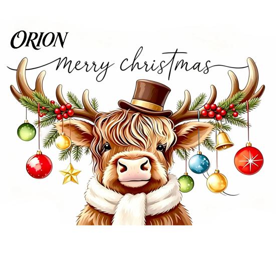 Highland Cow Window Decals Cute Christmas Static Sticker, PVC Waterproof Cling for Holiday Festive Stickers Home Decoration, Removable Glass