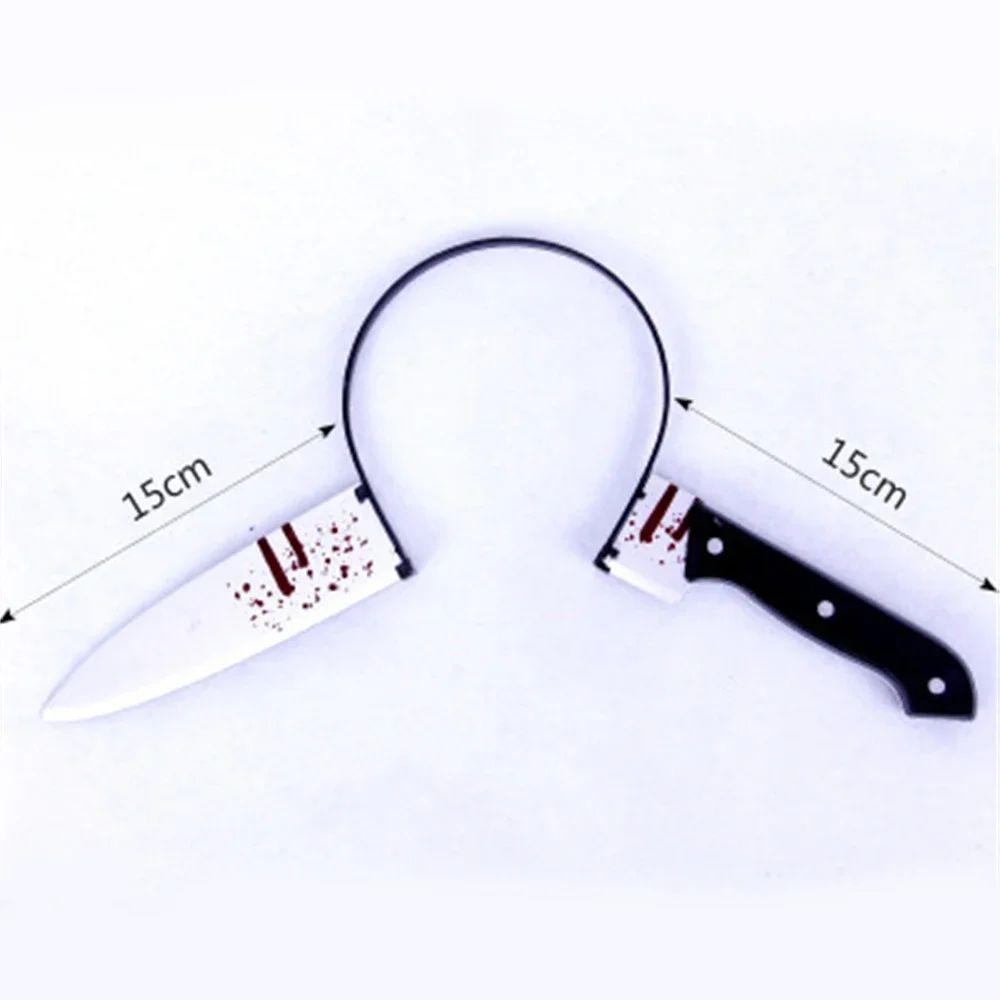 Halloween Horror Props Blood Fake Ax Saws Knife Headband Hair Hoop for Halloween Party Masquerade Mischief Props Decoration