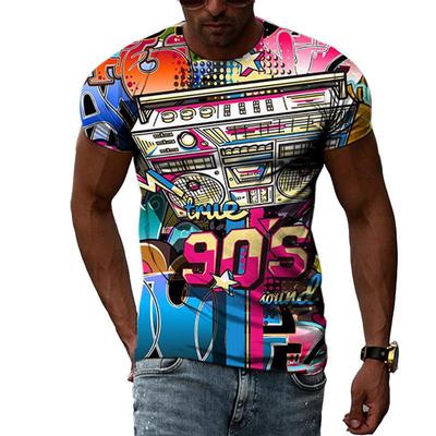 Retro 80s 90s Stijl 3D Print T-shirts Heren Casual Korte Mouw T-shirt Oversized Hip Hop Straat T-shirts Harajuku Tops Mannen Kleding