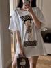 Women's American Retro Cotton Short Sleeve T Shirt Loose Fit Summer Casual Top In White Grey for Teens Men's Clothing