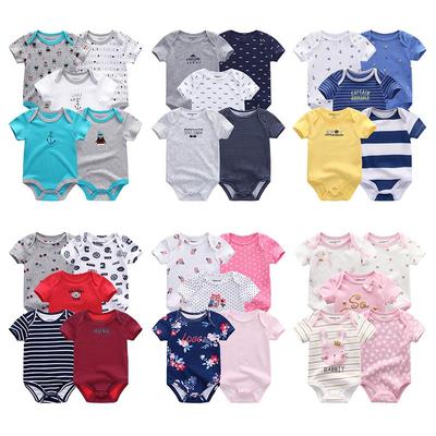 Ropa para bebé recién nacido (niño o niña), monos y monos de algodón con cuello redondo y manga corta para bebé