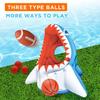 iPlay, iLearn Pool Wave Kids Shark Pool Toy, 3-in-1 Inflatable Float Water Game Basketball Football Head Hoop Toss, Toddler Outdoor Summer Swimming