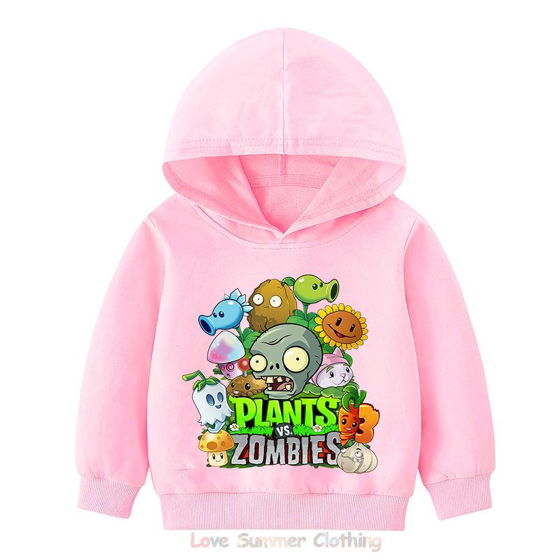 Boys Hoodie Age 4-14 Plants HD Print Zombies Thin Girls Pullover Girls Casual Wear Fall Hoodie Long Sleeve Polyester New Arrivals 2025