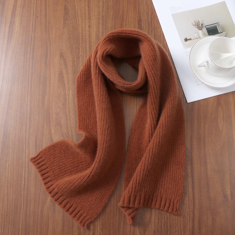 Thickened Vertical Stripe Knitted Pure Wool Scarf for Men & Women – Versatile Warm Autumn/Winter Neck Warmer
