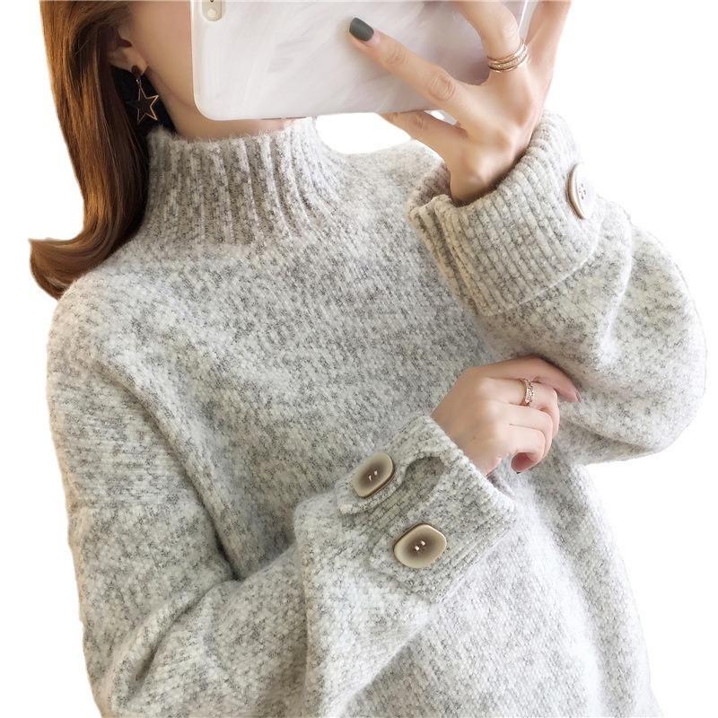 Sweater Women's Autumn and Winter Thickened New Chenille Mink Fleece Loose Turtleneck Knitted Bottoming Shirt Women