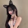 Black Sexy Cat Ears Headband Female Lace Mask Eye Mask Face Mask Mesh Veil Hair Accessories Halloween Headgear