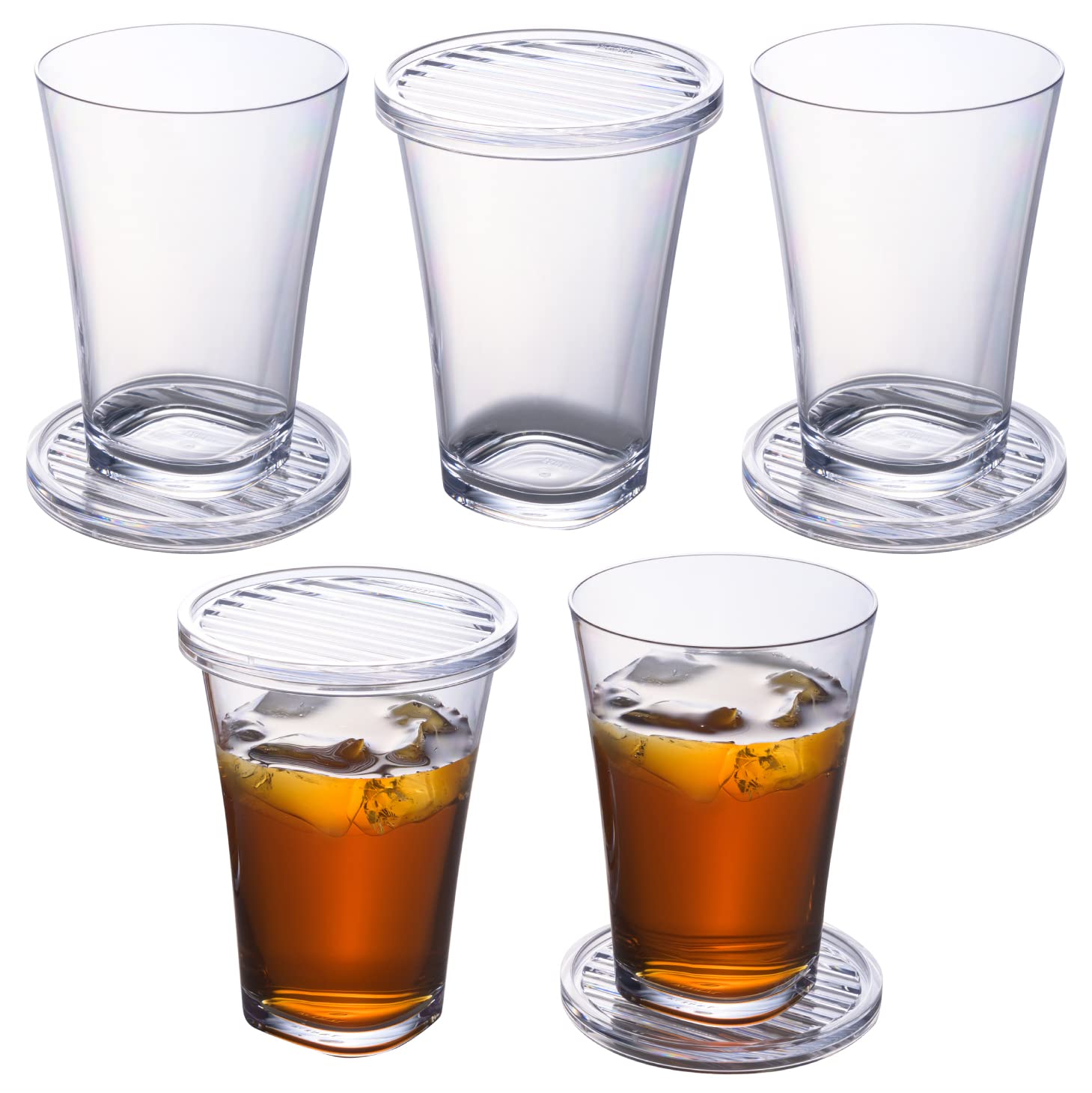 

Official Takeya 5-Piece Chair Cup Set, 380ml, Resin Plastic, Shatter-Resistant, with Lid and Coaster, FRESHLOK, Heat-Resistant, Cold-Resistant,