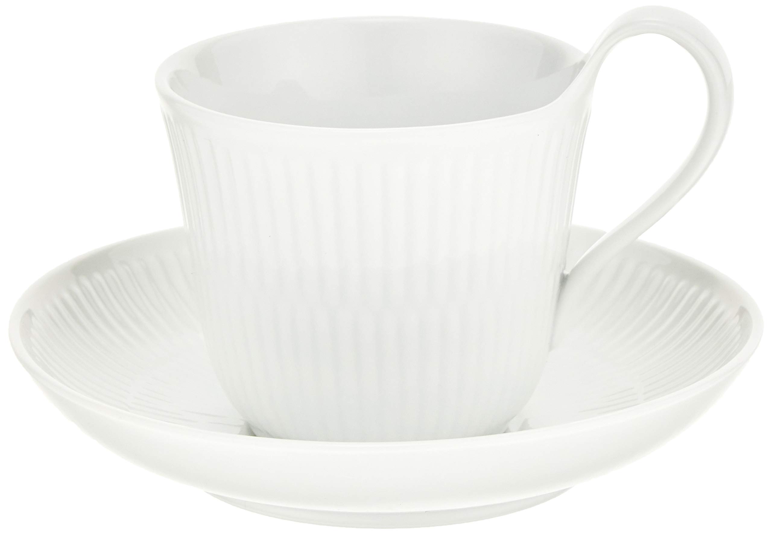 

[Officially Imported] Royal Copenhagen White Fluted High-Handle Cup & Saucer, 240ml, Wedding Gift, 1017384