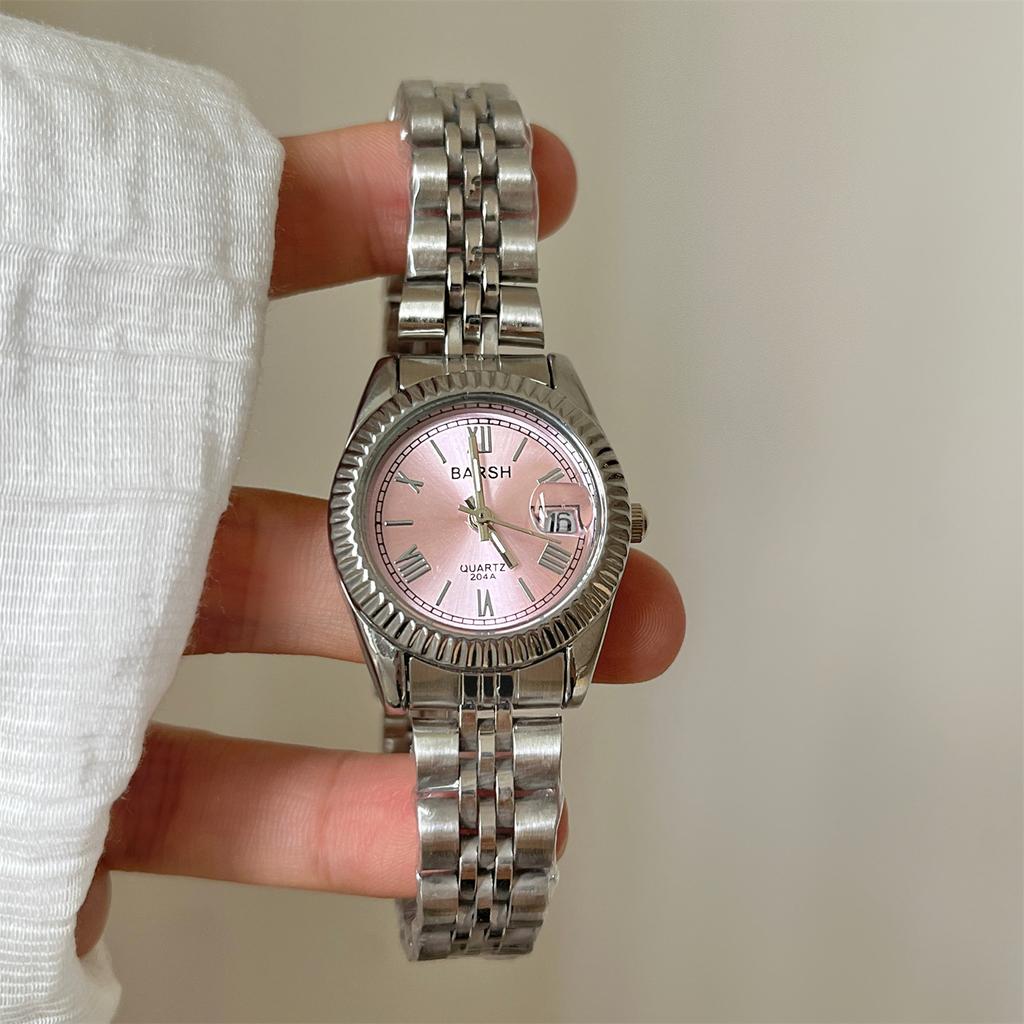 Orologio Barsh Gold Disc con Cinturino in Acciaio e Calendario da Donna Squisito Retrò Casual Sud Est Asiatico Orologio al Quarzo