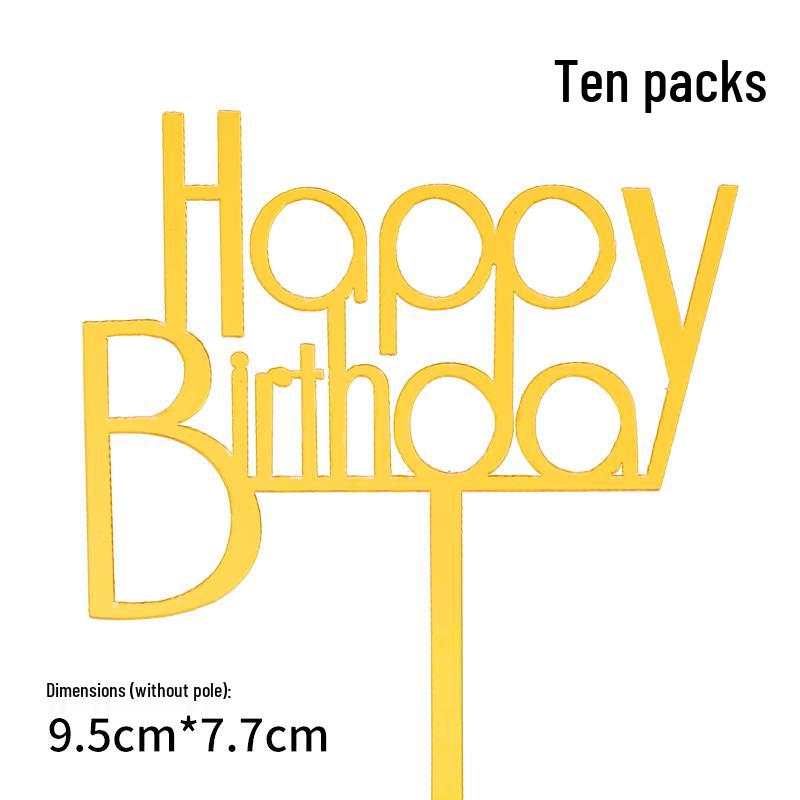 50 Stück Goldene Acryl-Kuchenstecker - Geburtstag, Festival, Muttertagsfeier