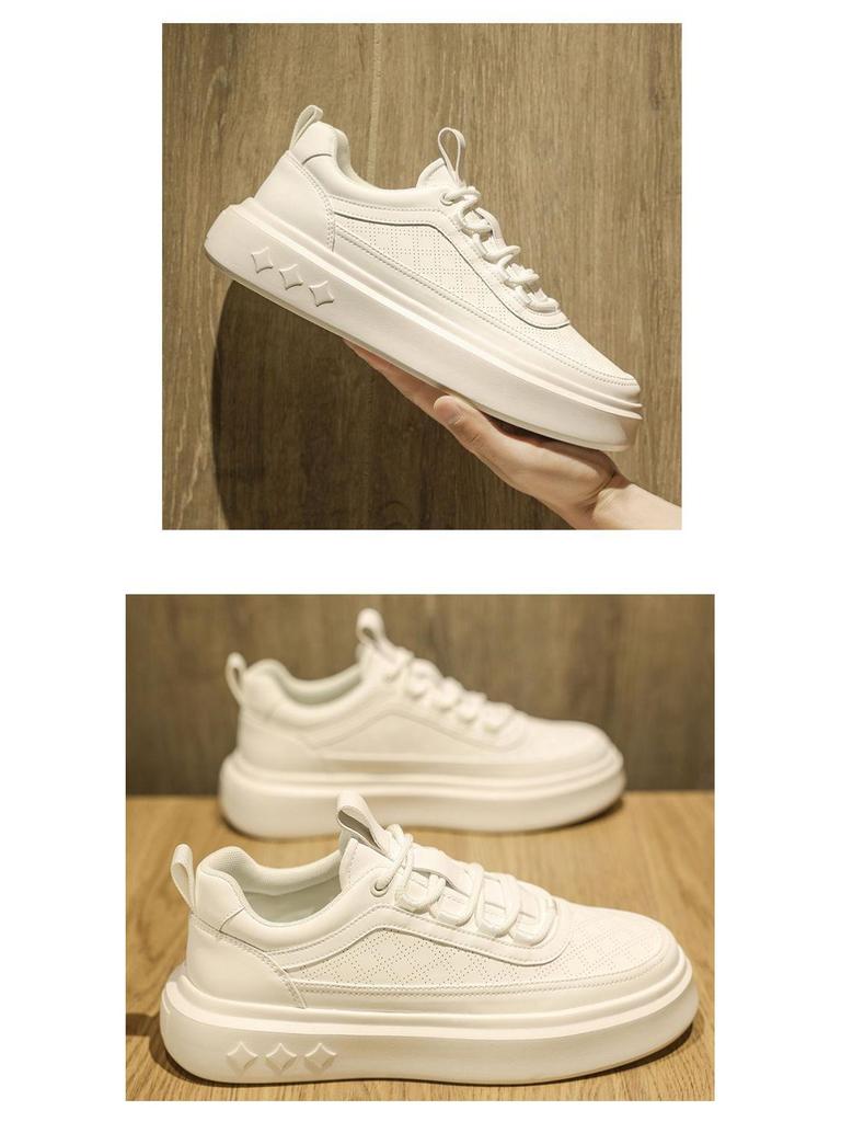 Men's 2025 Summer Breathable Casual White Sneakers - Non-slip, Thick Sole, Versatile Sports Shoes