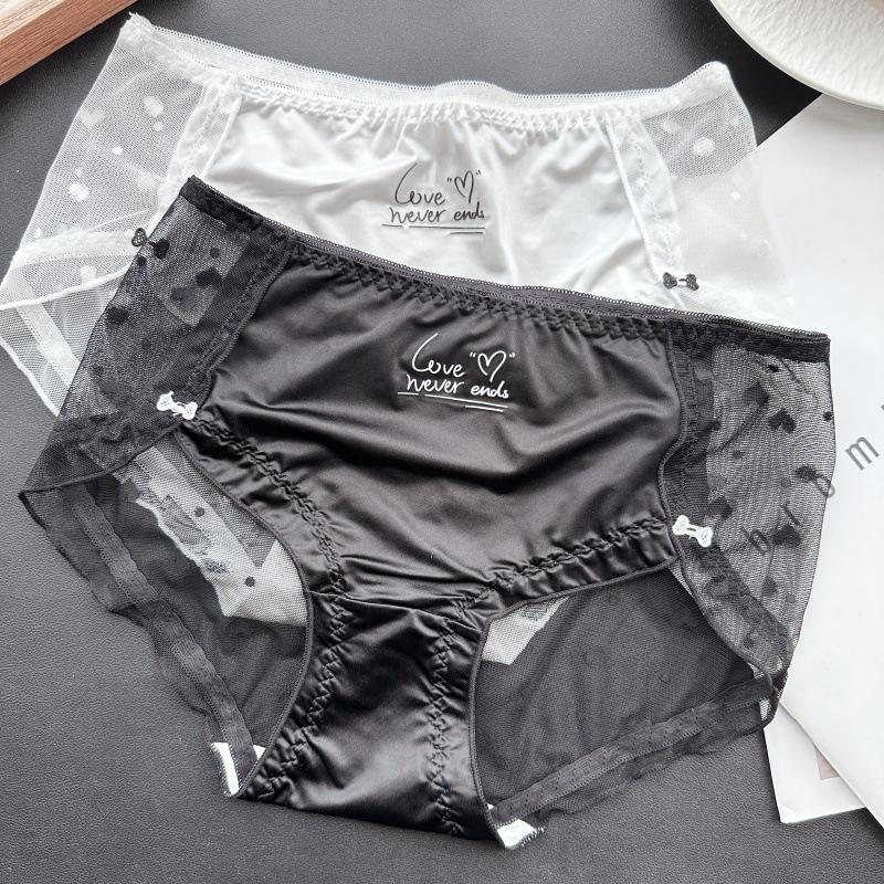 Ladies Spring and Summer Sexy and Cute Mesh Ice Silk Print Low Rise Panties