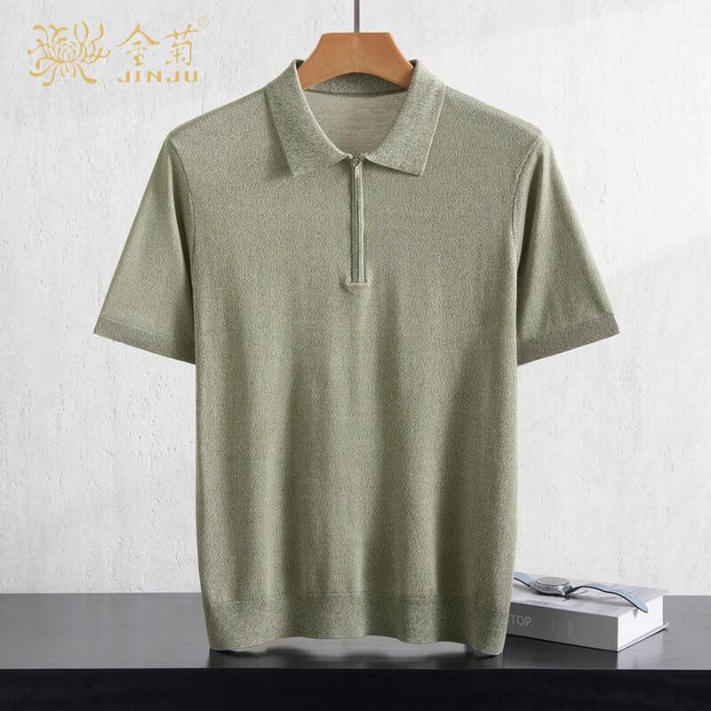 Jinjuan Herren 100% Tencel Sommer Kühlendes Halbzip Polohemd