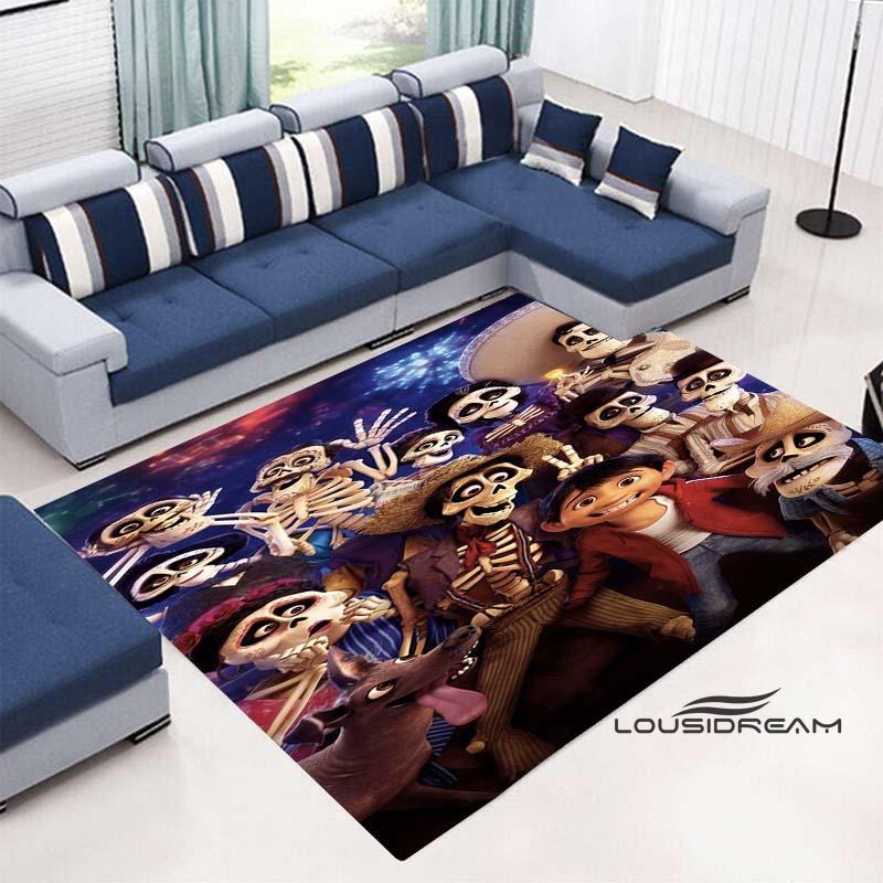 3D Printed Cute Cartoon Coco Floor Mat, Comfortable Flannel, Soft and Thickened, Non-Slip Mat, Suitable for Living Room, Bedroo
