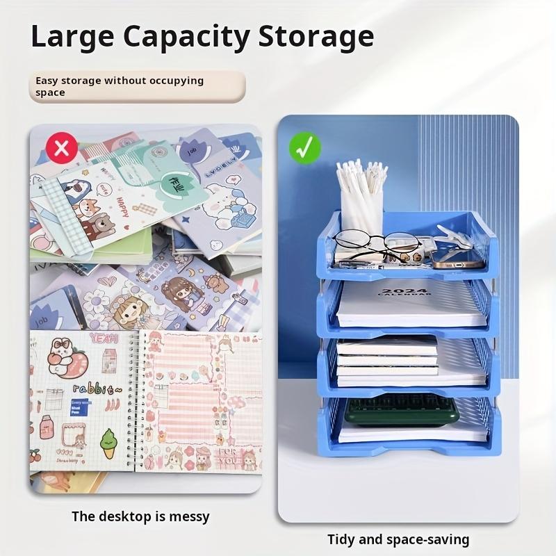 Office Desktop Bookshelf Storage Box for A4 Documents, Multi-layer File Frame Organizer and Classification File Rack