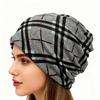 Contrasting Colors Turban Hats Plaid Print Casual Hedging Cap Gifts Pullover Hat  Autumn and Winter