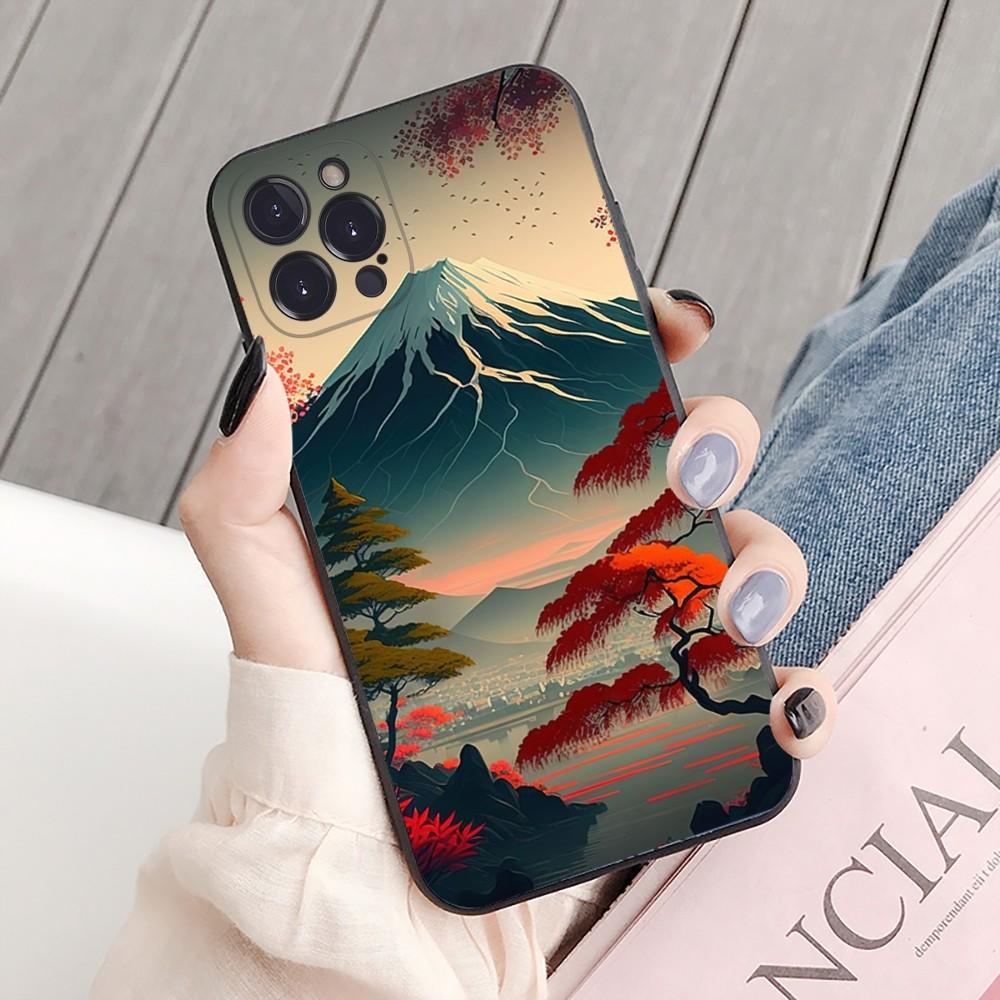 Japanese Aesthetic Mount Fuji Landscape Phone Case For iPhone 15 14 11 12 13 Mini Pro XS Max Cover 6 7 8 Plus X XR SE 2020 Shell