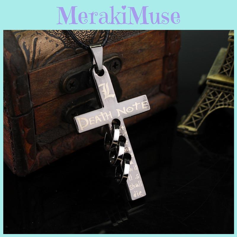 Anime Death Note Cross Pendant Necklace With Alloy Charm For Unisex Wear And Collectors