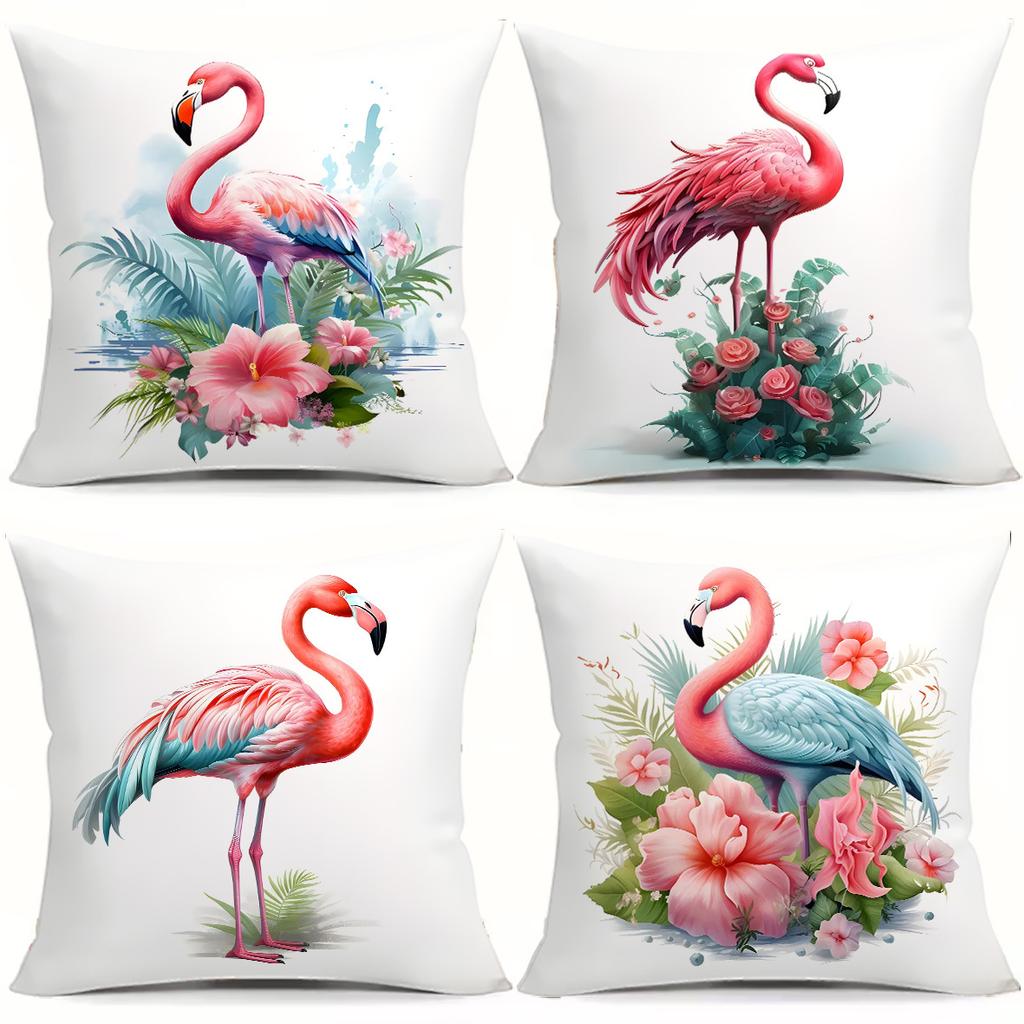 Tropical Flamingo Pattern Digital Printing Pillow Cover Short Plush Suitable Living Rooms Bedrooms Sofas Throw Cushion Cover