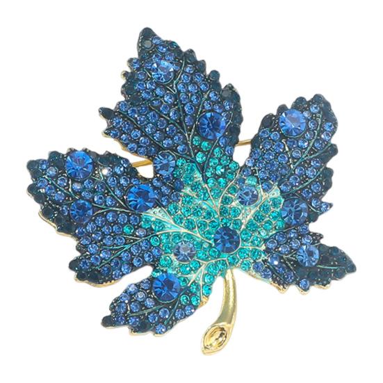 Women Brooch Rhinestone Maple Shape Collar Pin Anti-Oxidation Anti-Rust Party Evening Wear Clothes Pin Bag Scarf Sweater Brooch