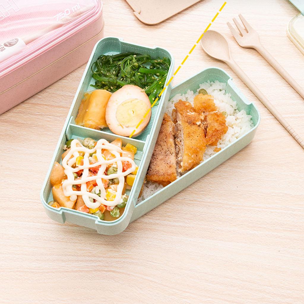 Auslaufsichere Bento-Box Großer Fassungsvermögen Lunchbehälter mit Fächern Tragbare Doppelschichtige Lunchbox für Erwachsene Studenten