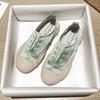 Sheepskin version~ satin niche shoes spring and autumn 2025 casual canvas thick-soled dissolving Spanish little white shoes women