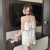 New sexy pajamas women's ice silk summer girl pure desire printing suspender nightdress loungewear can be worn outside