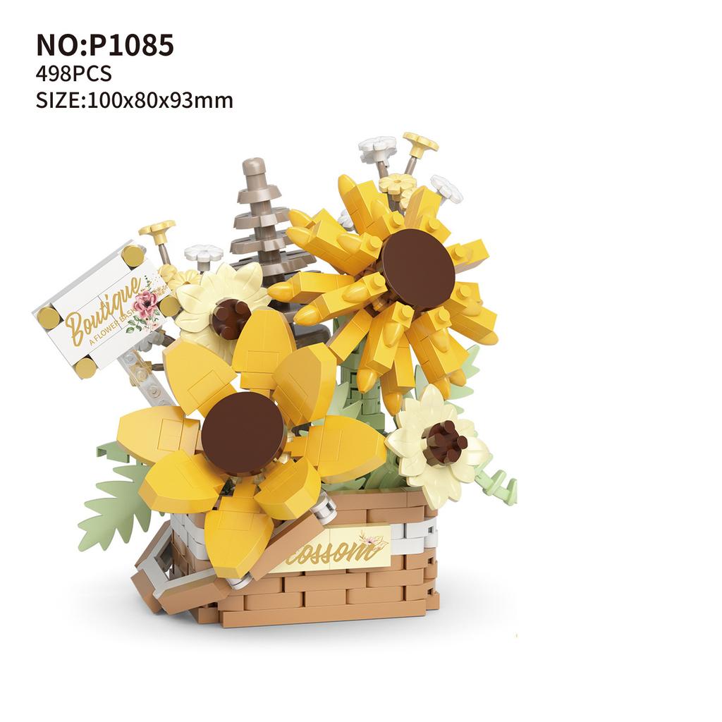 Rose Flower Figure Mini Block 3D Model Bricks Figures Toy Bouquet Micro Building Blocks Assembly Toy For Kids Girl 8 To 14 Years