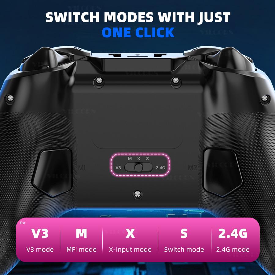 Manette de jeu sans fil G6 pour iOS Android PC Switch avec joystick à effet Hall et support pour téléphone