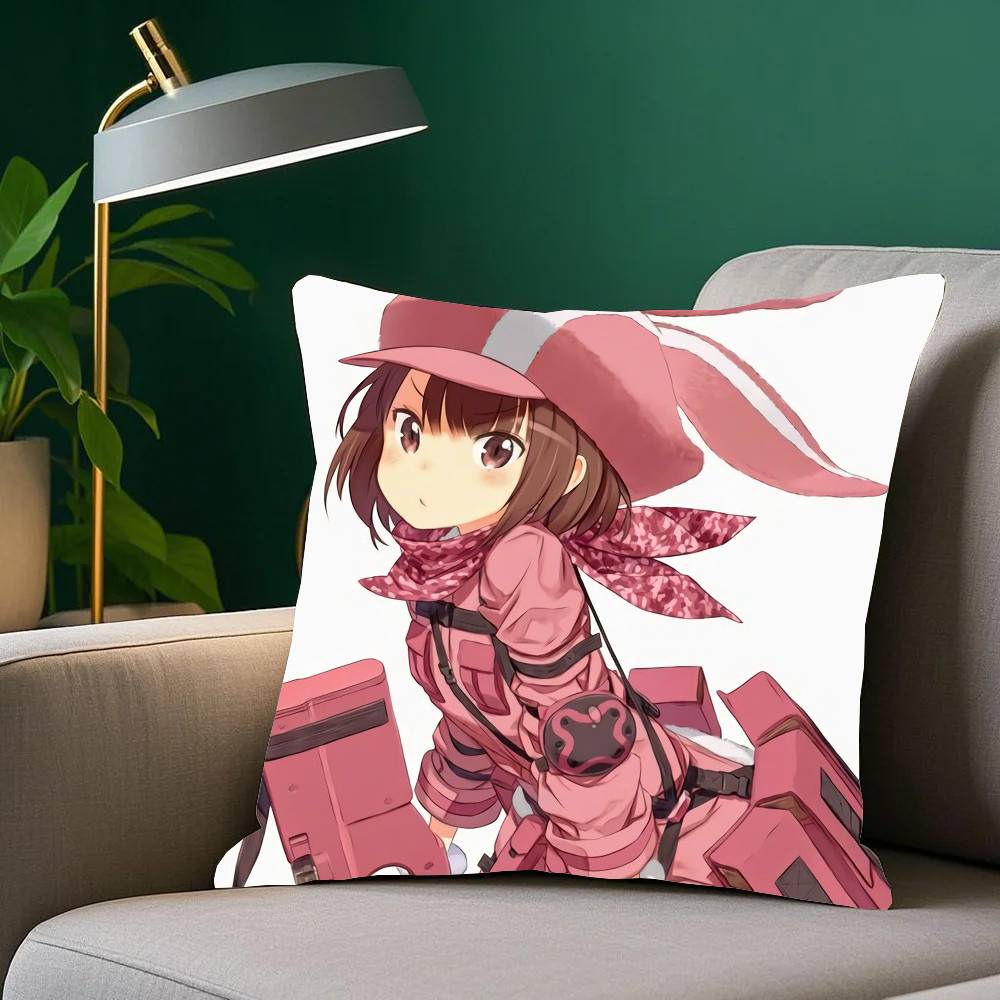 Gun G-Gale Online Anime Kuddfodral Heminredning Pläd för Soffa Säng Bil Rumsdekor Presentidé