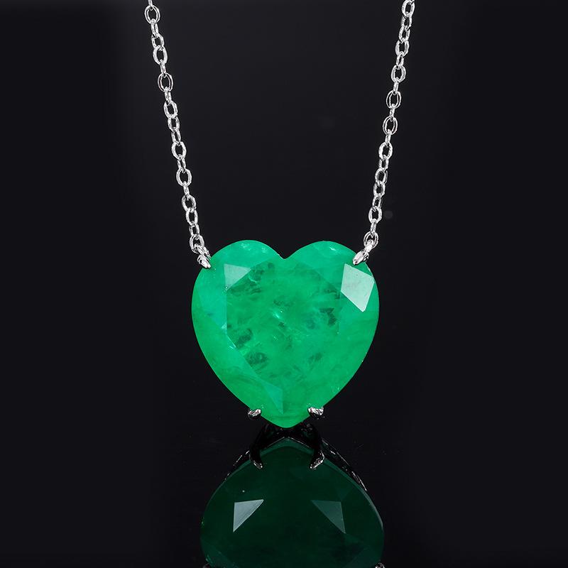 Wind Paraiba Sapphire Pendant Women'S Jewelry Set Emerald Love Necklace Earrings