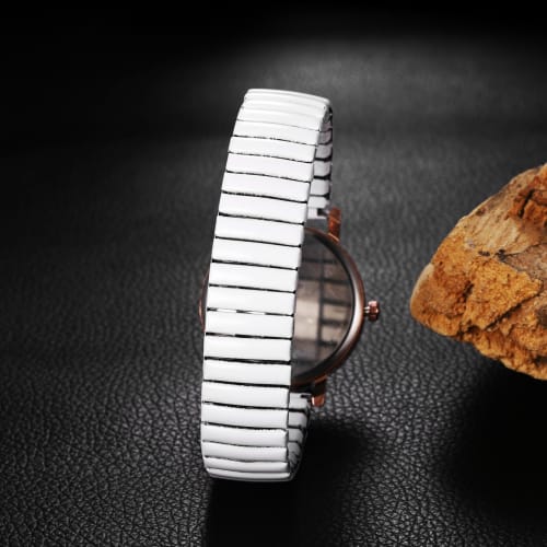 Women's Seiko Replica Watch with Elastic Strap: Stainless Steel, Waterproof, Stylish, Easy-to-Read Dial, Precision Quartz Movement, White, Ideal for B