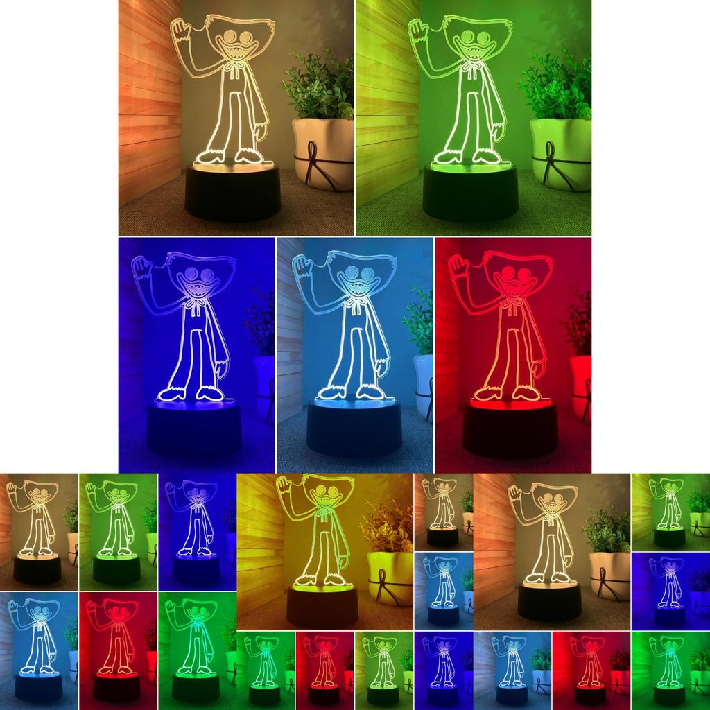 Unique Poppy Playtime Huggy Wuggy Night Light 3d Led Lamp With 7 Colors For Home Decor