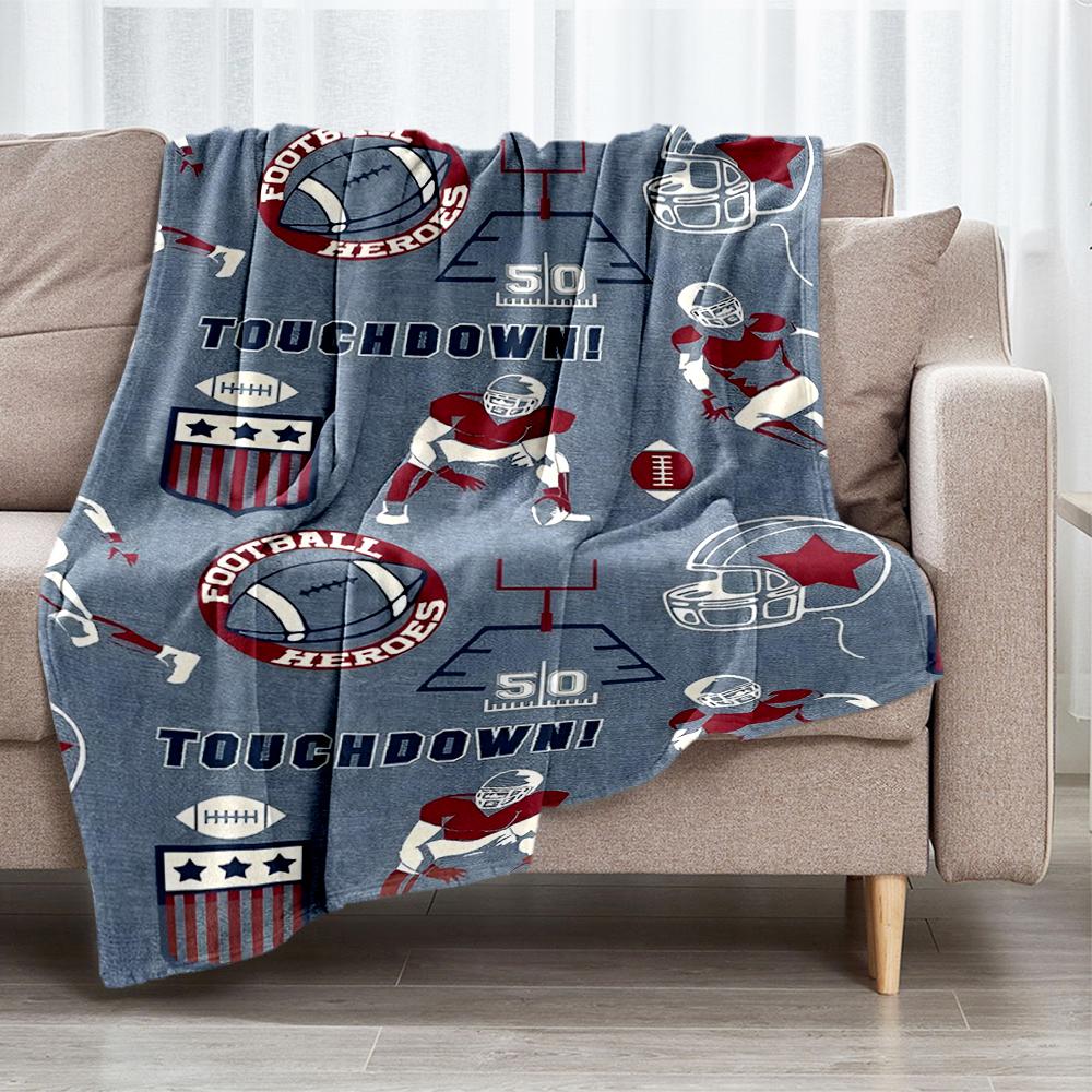 American football Theme Printed Blanket - Perfect for Couch, Bed, Travel & Outdoor Use | Machine Washable, Cozy & Durable.