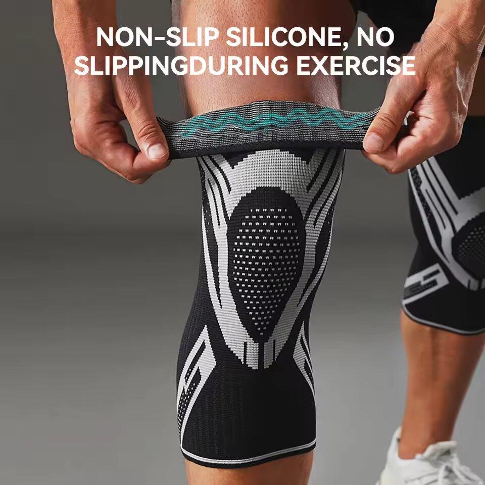 1 Pc Compression Knee Support Sleeve Elastic Breathable Knee Pads Brace Springs Gym Sports Protector Basketball Volleyball Run