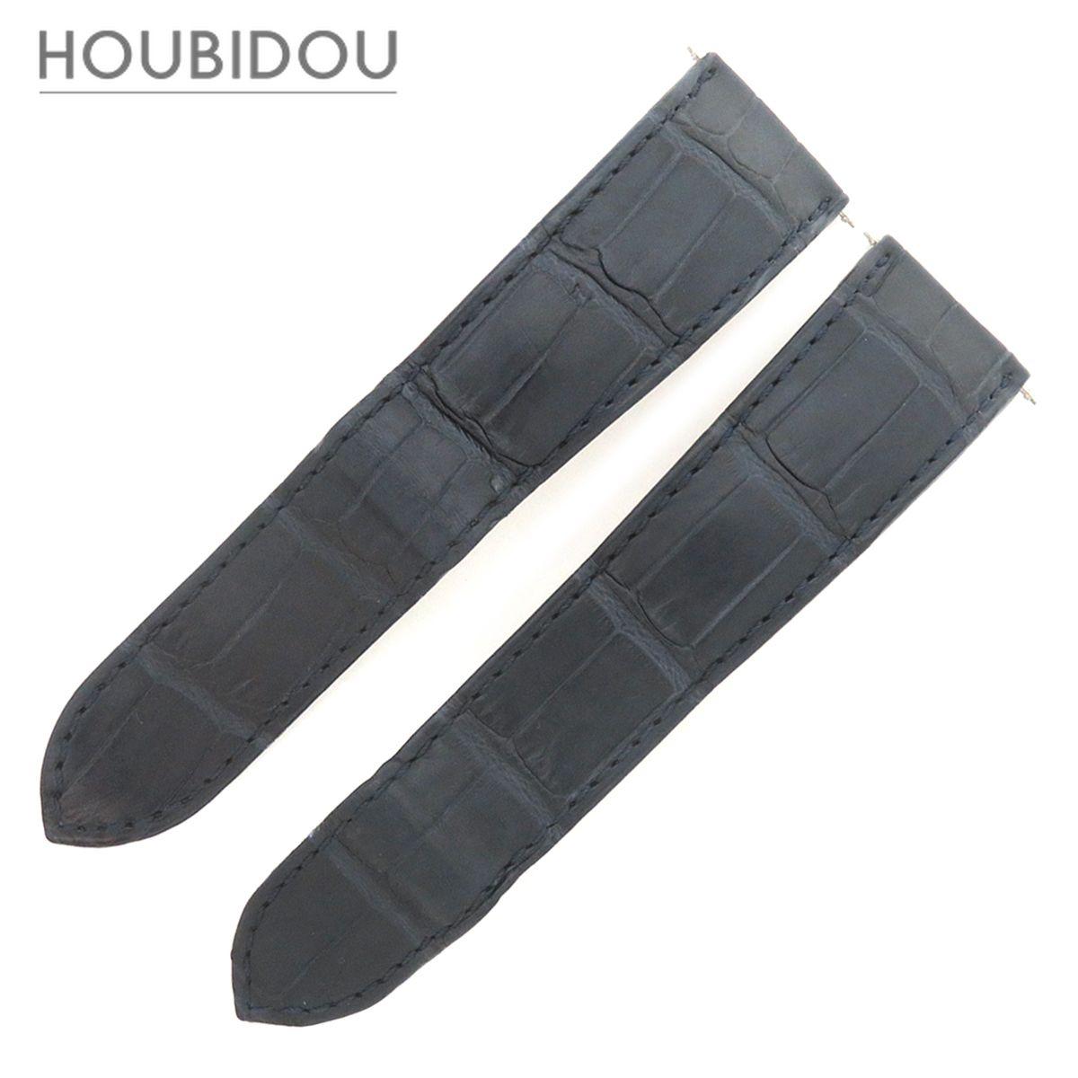 Used Cartier Watch Parts Crocodile Navy Like New Genuine Replacement Belt Strap 22mm Navy [Used]
