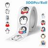 500Pcs/Roll Q Funny Penguins Kids Rewards Stickers - DIY Scrapbooks Album Decor Sealing Label Decals