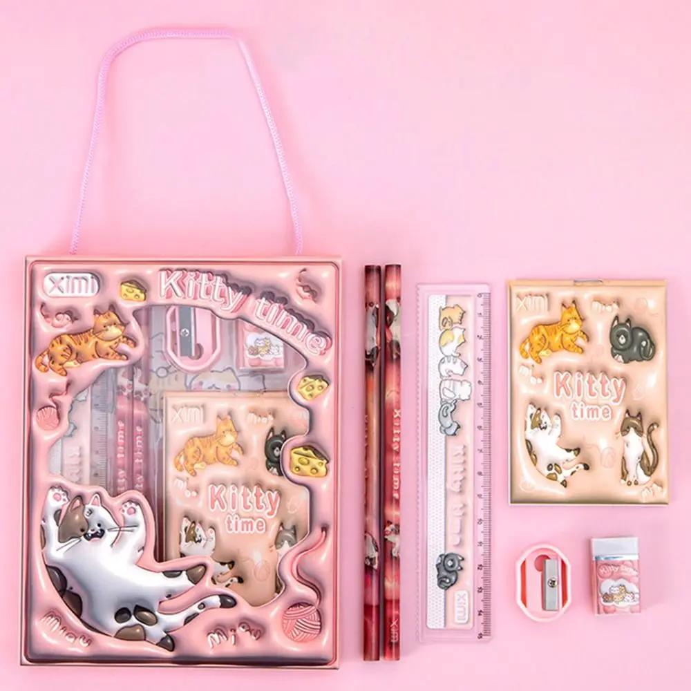 6 In 1 Stationery Set Primary School Children Learning Gift Box Pencils Kindergarten Birthday Gift Prizes Study Stationery Set